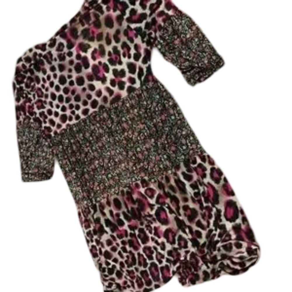 Animal Print women's Dress with Floral Accents - Picture 3 of 3